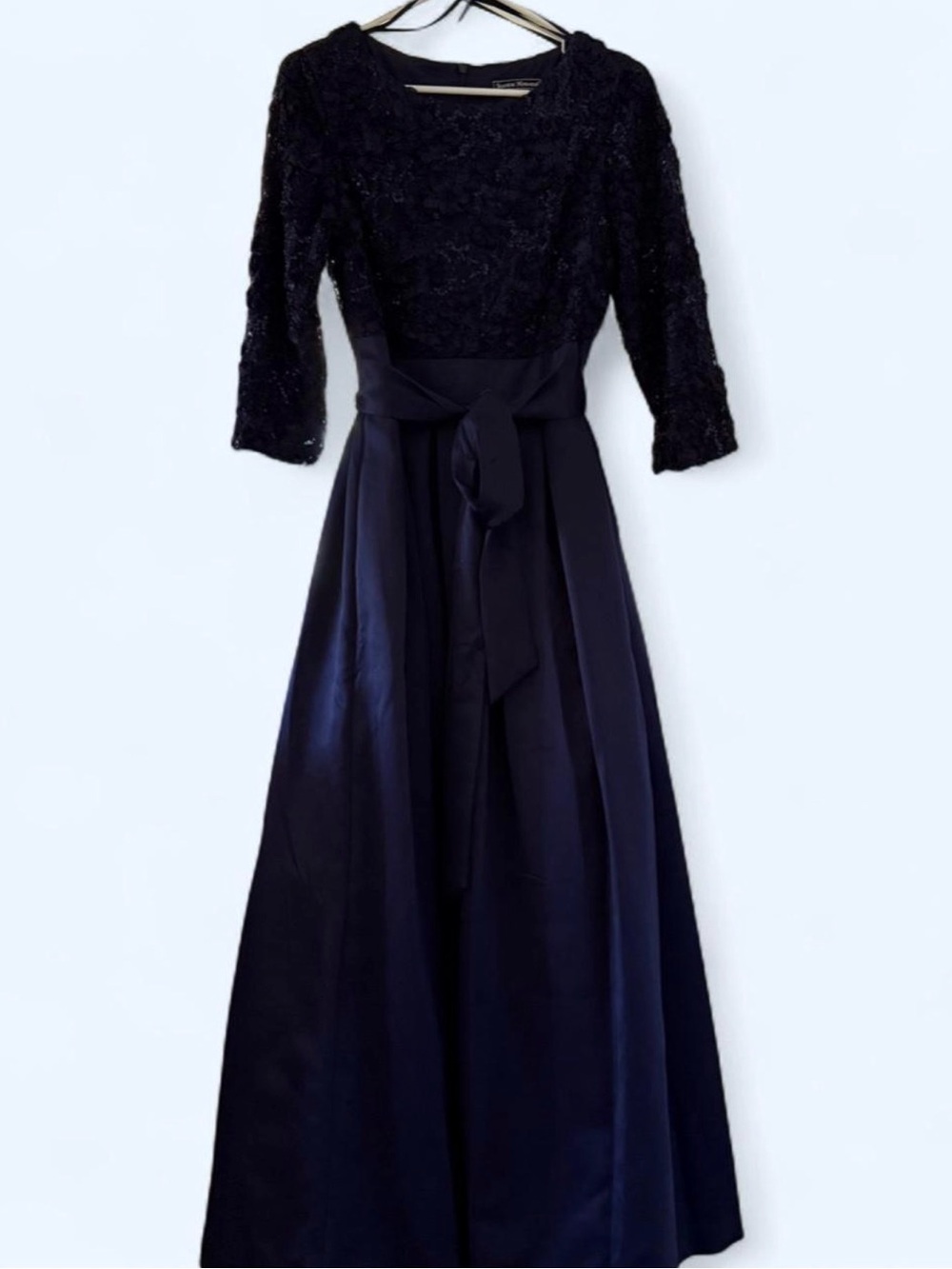 Jessica Howard Navy Lace Bodice Gown with Sash